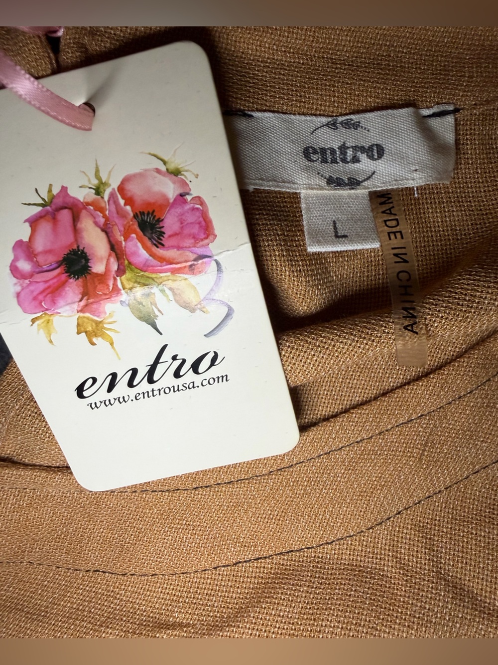 Entro Camel Tan Babydoll Top NWT - Picture 6 of 6